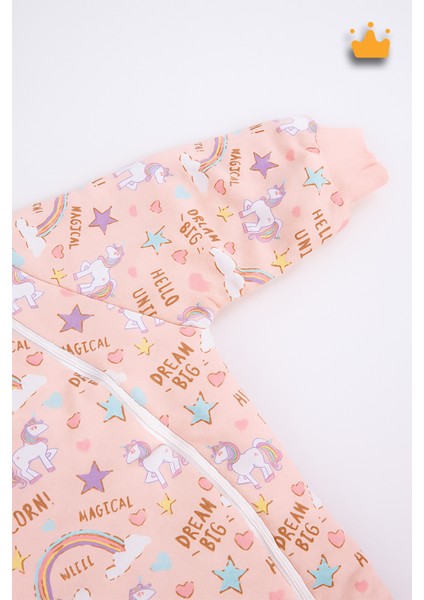2-9 Yaş 2.5 Tog Kalın Elyaf Dolgulu Premium Kalite Çocuk Uyku Tulumu Pembe Unicorn 23504