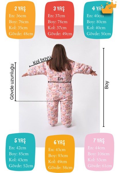 2-9 Yaş 2.5 Tog Kalın Elyaf Dolgulu Premium Kalite Çocuk Uyku Tulumu Pembe Unicorn 23504