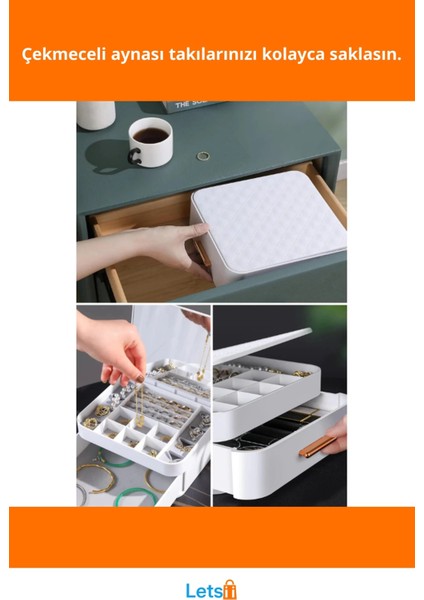 Şık Aynalı Takı Organizeri Modern Depolama Çekmeceli Tasarım fiyatları