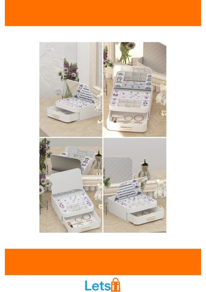 Şık Aynalı Takı Organizeri Modern Depolama Çekmeceli Tasarım indirimleri