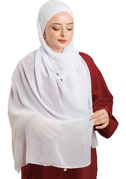 Beyaz Pratik Hazır Geçmeli Bone Şal Şifon Düz 2506_42 fırsatları