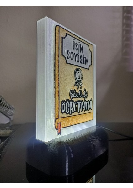 Öğretmene Hediyelik Isimli Dekoratif LED Lamba M6 - Kablolu Adaptörlü - Beyaz LED Işıklı modelleri