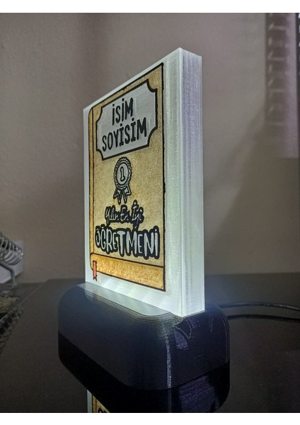 Öğretmene Hediyelik Isimli Dekoratif LED Lamba M6 - Kablolu Adaptörlü - Beyaz LED Işıklı fırsatları