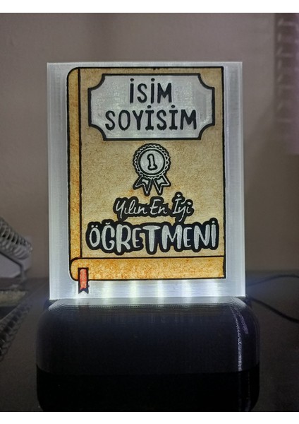 Öğretmene Hediyelik Isimli Dekoratif LED Lamba M6 - Kablolu Adaptörlü - Beyaz LED Işıklı indirimleri