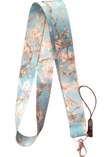 Van Gogh Tablo Desenli Boyun Askı Ipi ve Telefon Askısı + Kartlık