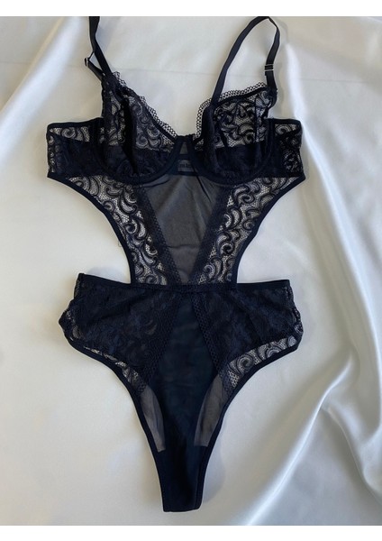 Beyaz Gelincik Underwear Kadın Siyah Dantelli Transparan Body Bodysuit Fantezi Iç Çamaşır fiyatları