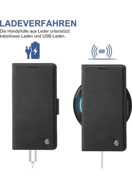 Samsung Galaxy S24 Ultra Uyumlu Ekran Koruyuculu Kılıf Kapaklı Kartlıklı Deri Görünümlü Standlı Kapak