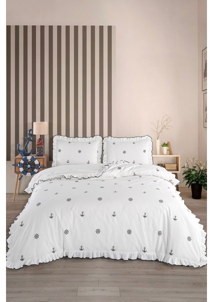 %100 Pamuk Fırfırlı Tek Kişilik Nevresim Seti