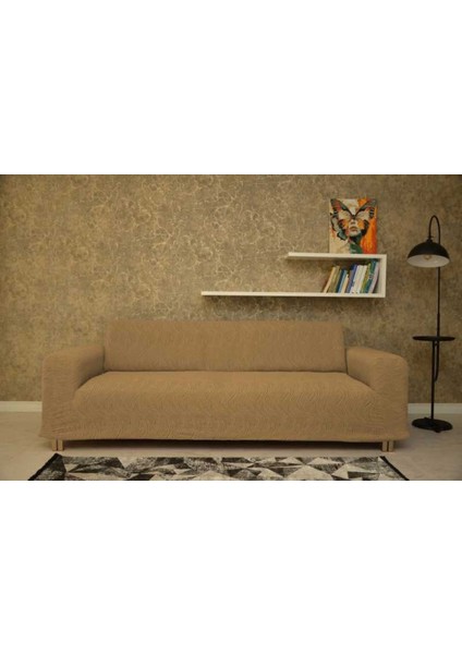 Koltuk Örtüsü Giydirmeli 3+3+1+1 Jakar Likralı Bej modelleri