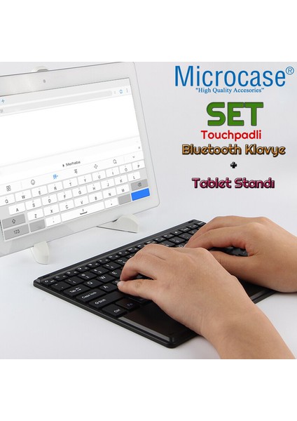 Samsung S11 Ultra 14.6 Inch Tablet Için Tablet Bluetooth Touchpad Klavye 28 cm (Tr Sticker) + Tablet Standı - AL2756