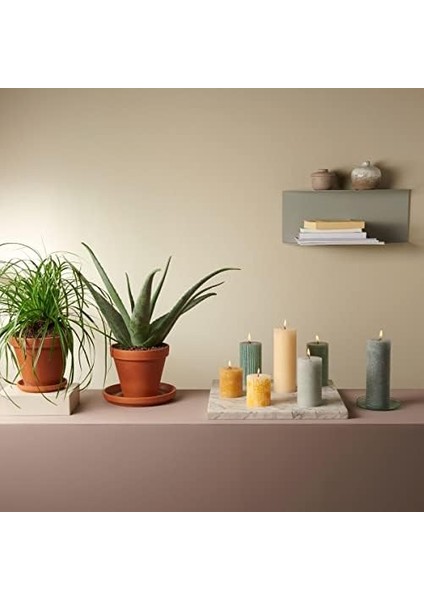 Blok Sütun Mum - Pembe - Parıltılı - 35 Saat Uzun Yanma Süresi - Ev Mumları - Iç Dekorasyon - Kokusuz - Vegan Mum - Yağı Yok - 80 x 68 mm fiyatları