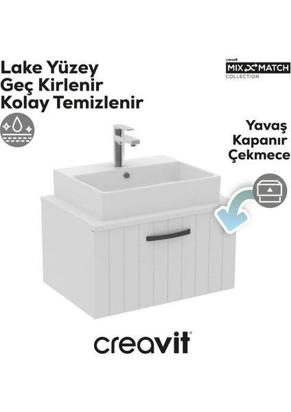 D10 Next Lavabo Dolabı Çekmeceli 65 cm Beyaz Lake modelleri