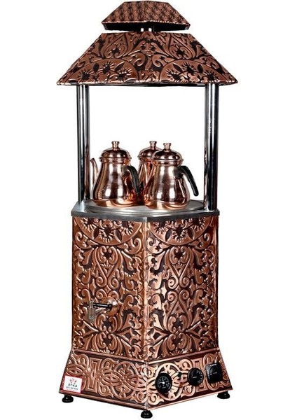 Pro Max Elektrikli Çay Makinası Seti 2 Demlikli 25 Litre Bakır