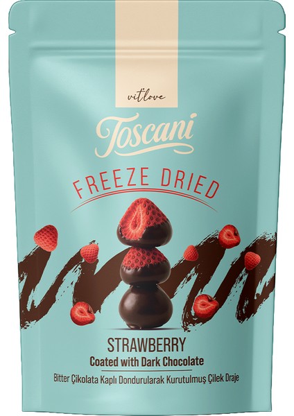 Bitter Çikolata Kaplı Dondurularak Kurutulmuş Çilek Draje