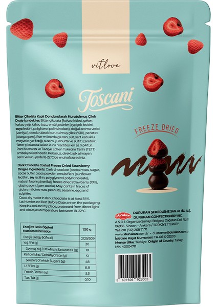 Bitter Çikolata Kaplı Dondurularak Kurutulmuş Çilek Draje fiyatları