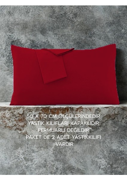 Pamuklu Düz Kumaştan Kapaklı Yastık Kılıfı 2 Adet