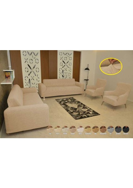 Koltuk Örtüsü Giydirmeli 3+3+1+1 Jakar Likralı Taş