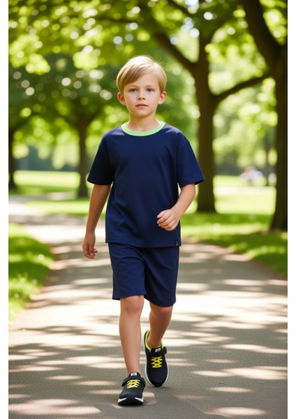 Genç Yetişkin Pamuklu Bisiklet Yaka Tişört ve Şort Takımı Kaliteli Şık Rahat Günlük modelleri