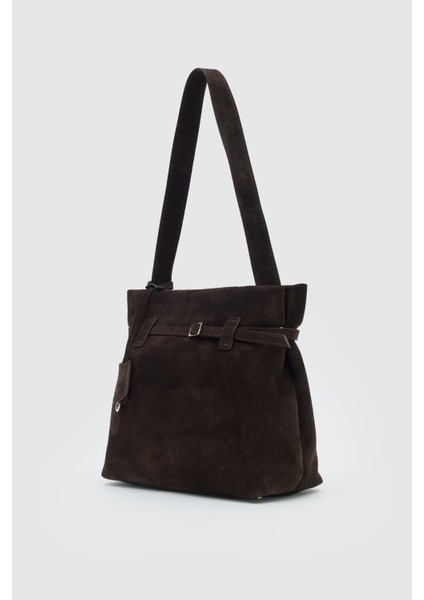 Suvea Kahve Süet Hakiki Deri Omuz Çantası fırsatları