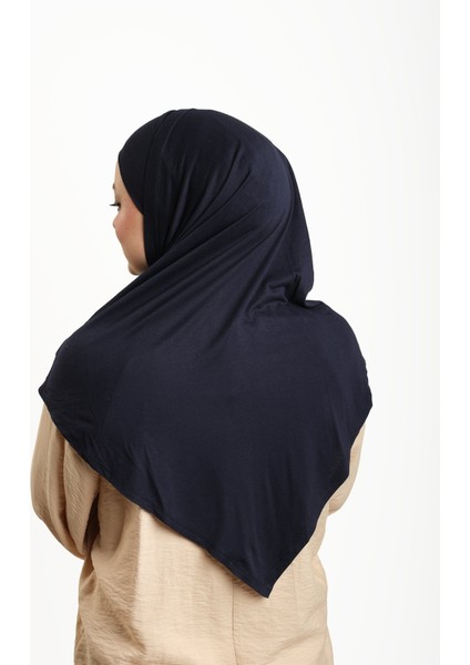 Lacivert Pratik Hazır Geçmeli Tesettür Eşarp Viskon Boneli Büyük Boy 1290BV_02 fırsatları