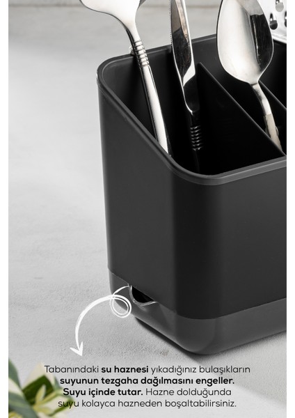 Tezgah Üstü Kaşık Düzenleyici 5 Bölmeli Organizer Kaşıklık Antrasit modelleri