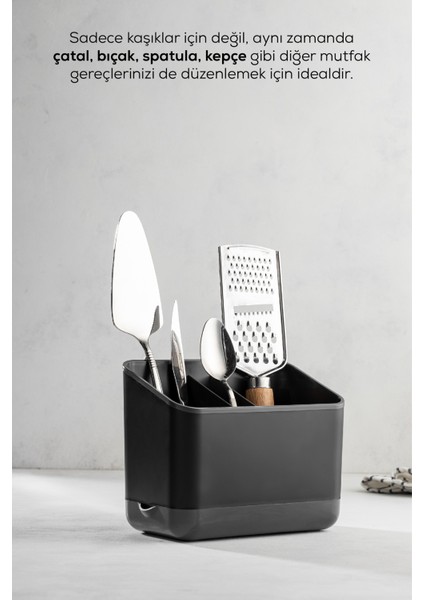Tezgah Üstü Kaşık Düzenleyici 5 Bölmeli Organizer Kaşıklık Antrasit fırsatları