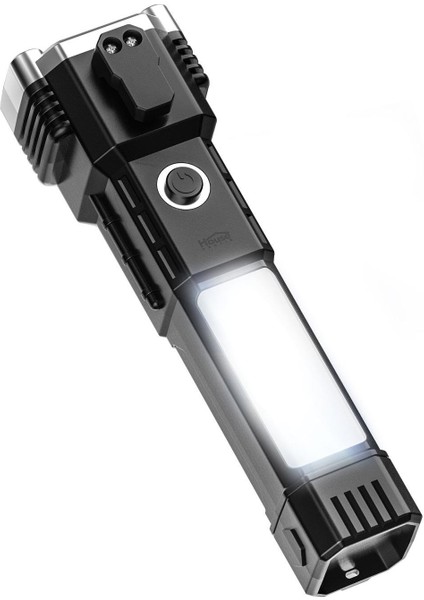 HP71 Acil Durum El Feneri 4 Modlu Powerbank & Cam Kırma Çekici Type-C Şarjlı Siyah modelleri