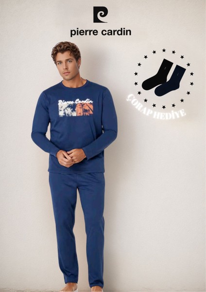 %100 Pamuk Uzun Kol Lisanslı & Baskılı Pijama Takımı (2 Adet Hediye Çorap) L1.PC.6096.001