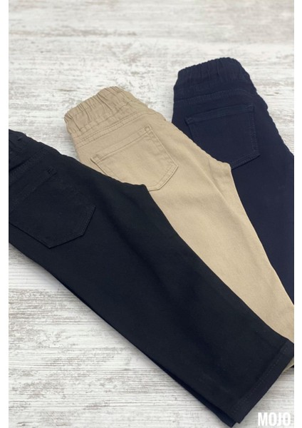 Mojo Erkek Bebek 1-5 Yaş Lastikli Bel Kanvas Pantolon 5365 Bej