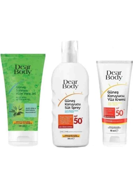 Güneş Koruyucu Spreyi Spf 50 200ML +Güneş Koruyucu Kremi Spf 60 Ml+ Alo Vera Jel 200 ml