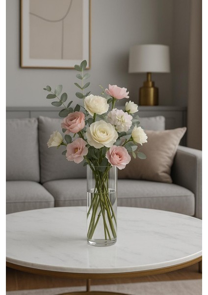 Noah Exclusıve Borosılkat Cam Vazo 2500 ml -9 cm x 26 cm -Dekorasyon Vazo-Salon Vazosu