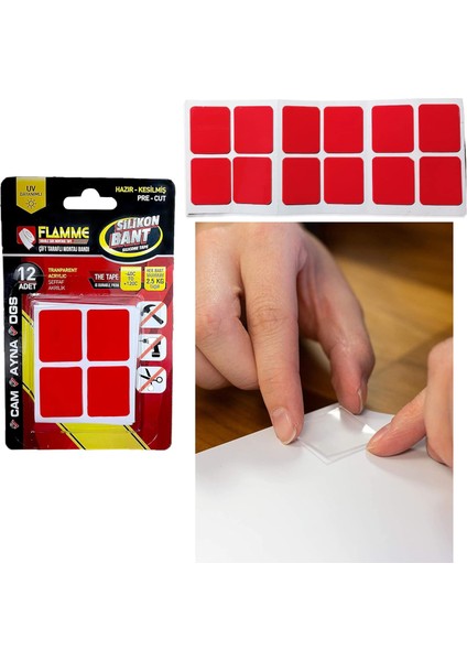 bulurum montaj bandı 2.5 kg çift taraflı hazır kesilmiş silikon bant 12&#39;li montaj bandı, faf