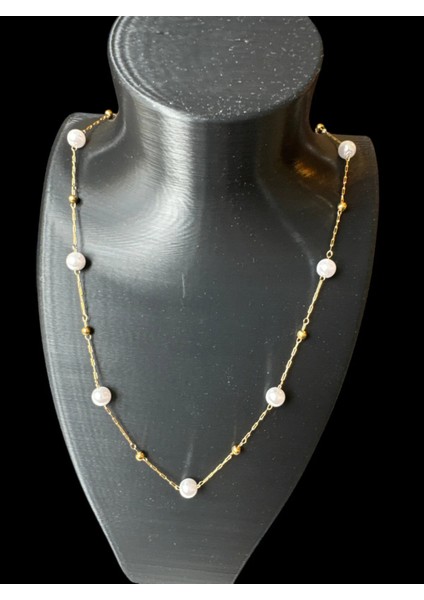 Çelik Gold Minimal Kare Taşlı Dorikalı Kolye