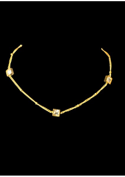 Çelik Gold Minimal Kare Taşlı Dorikalı Kolye fırsatları