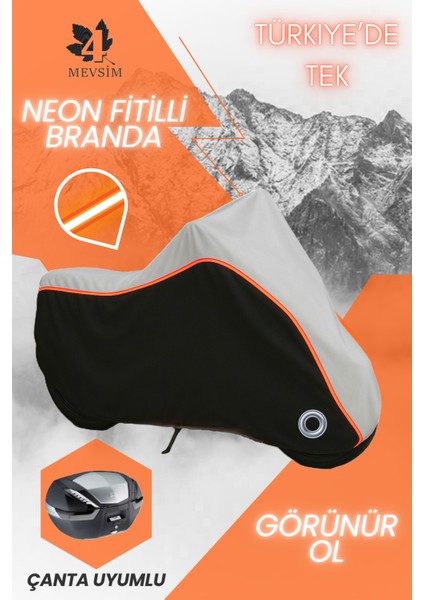 Turuncu Fitilli Lifan LF100-A Çanta Uyumlu Motosiklet Branda-Gri-Siyah-(4mevsim)