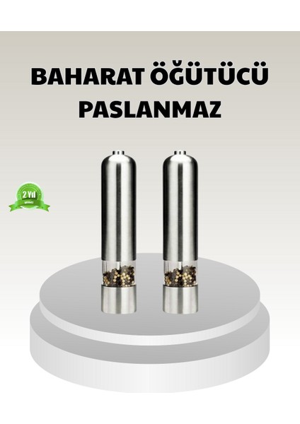 Elektrikli Tuz Karabiber Değirmeni – Çiftli Set Paslanmaz Gövde LED Işıklı ve Ayarlanabilir Öğütme