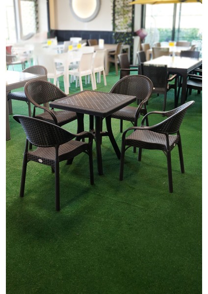 Bambu Balkon Bahçe Masa Takımı 4 Kişilik 70X70 Masa 4 Adet Bambu Koltuk Beyaz fiyatları