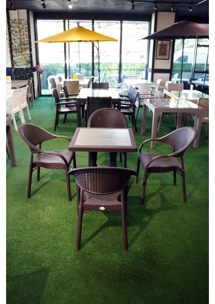 Bambu Balkon Bahçe Masa Takımı 4 Kişilik 70X70 Masa 4 Adet Bambu Koltuk Beyaz modelleri