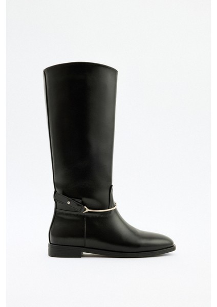 Çizme 2521 - Gümüş Bilek Aksesuarlı Siyah Kadın Çizme fiyatları