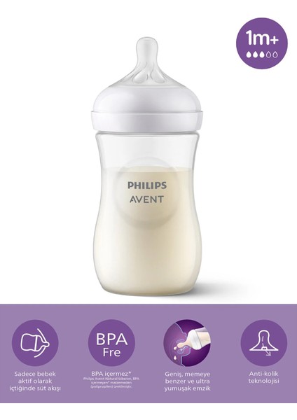 Doğal Tepkili Natural Response Pp Biberon 260 ml 1+ Ay