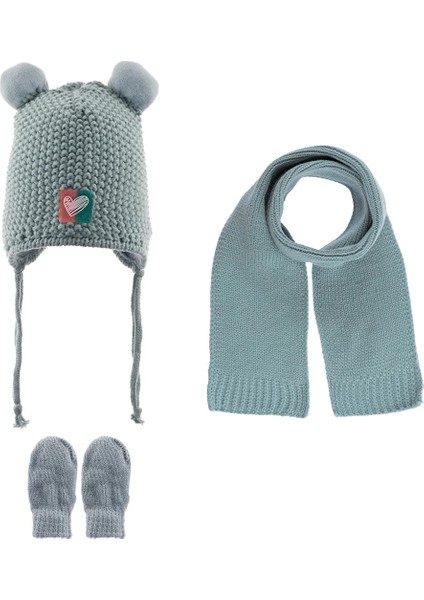 Bebe Kız Atkı Bere Eldiven Takım (0-18 Ay) K23150-02 Mint