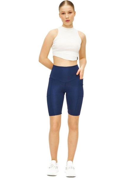 Biker Şort Iki Cepli Yüksek Bel Toparlayıcı Bisikletçi Kısa Spor Şort indirimleri
