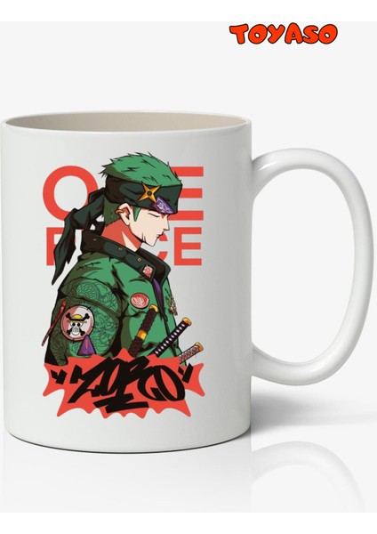 One Piece Roronoa Zoro Anime Temalı Beyaz Kupa Bardak Sevgiliye Arkadaşa Hediye