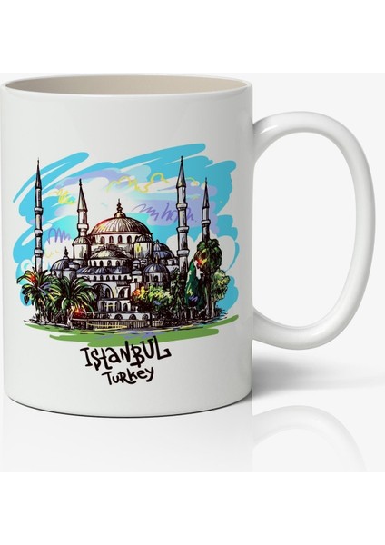 Turkey Istanbul Temalı Beyaz Kupa Bardak Sevgiliye Arkadaşa Hediye