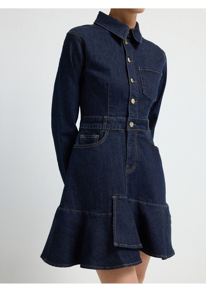 Cepli Pileli Denim Elbise Lacivert 12445837000 fiyatları