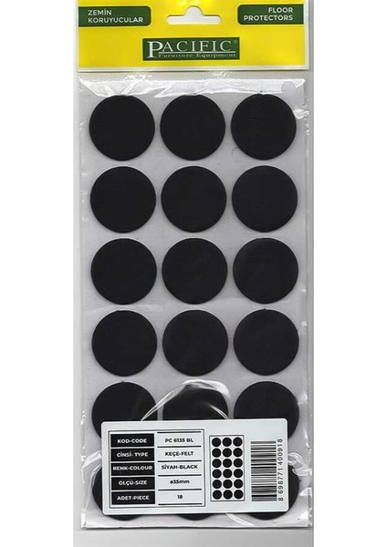 bulurum pacific 6135 bl yapışkanlı keçe 35 mm siyah