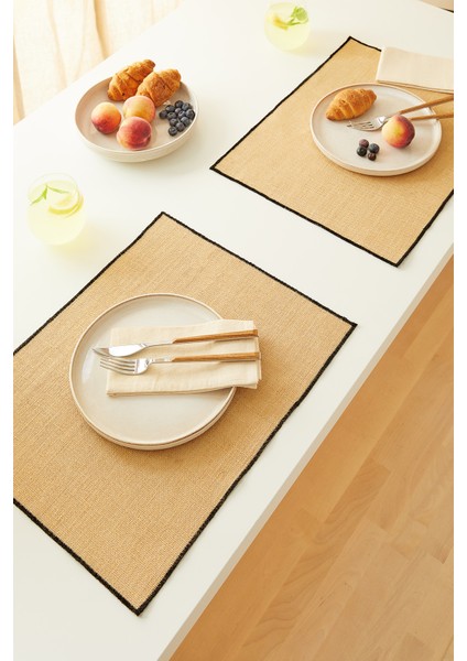 6'lı Siyah Dikiş Detaylı Jüt Amerikan Servis 45 x 35 cm fiyatları