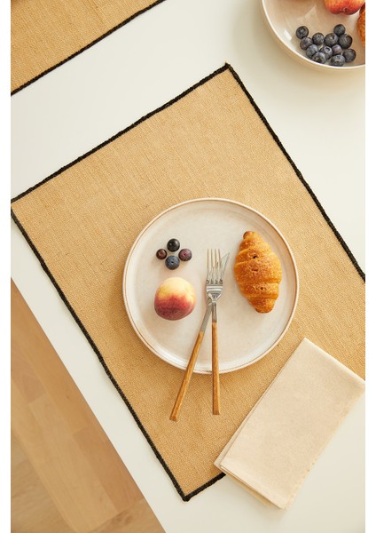 6'lı Siyah Dikiş Detaylı Jüt Amerikan Servis 45 x 35 cm fırsatları