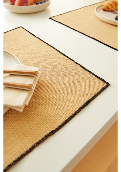 6'lı Siyah Dikiş Detaylı Jüt Amerikan Servis 45 x 35 cm indirimleri