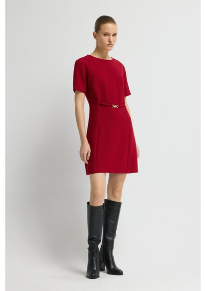 Toka Detaylı Mini Elbise Kirmizi 12444225001 fırsatları